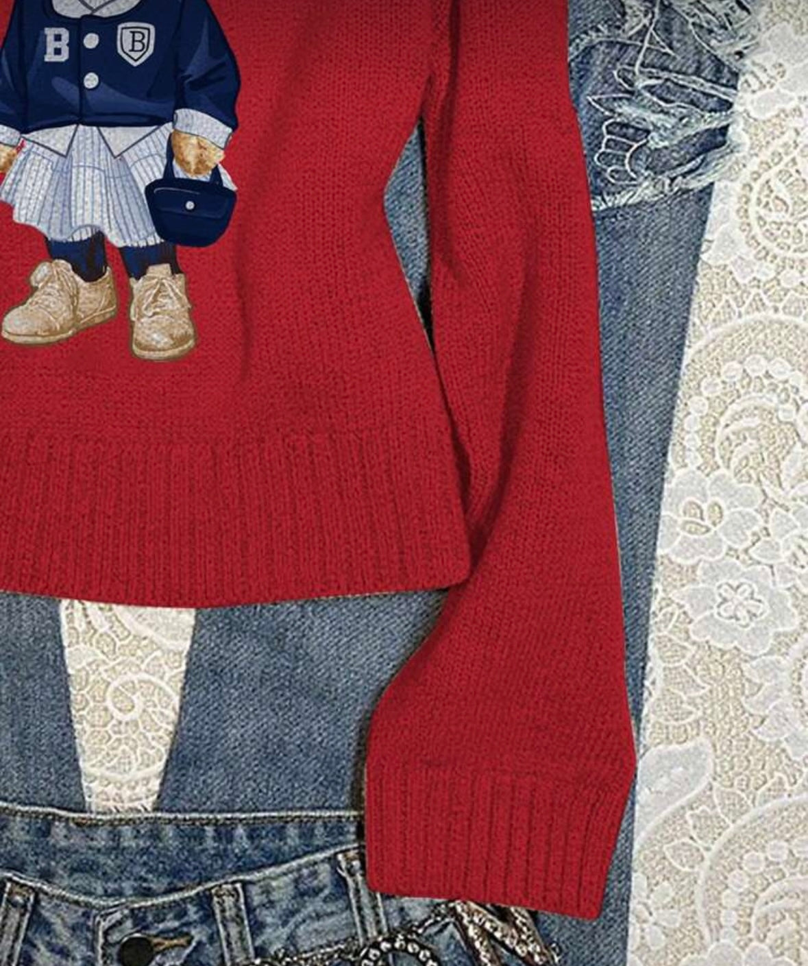 Clothing-Teddy Chic Sweater red