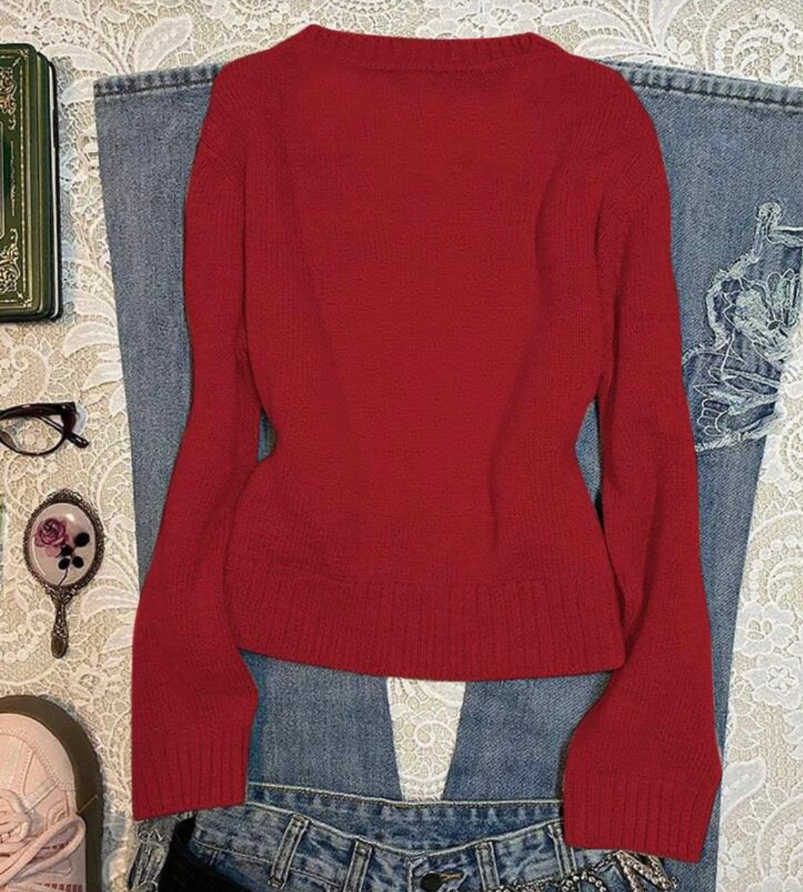 Clothing-Teddy Chic Sweater red