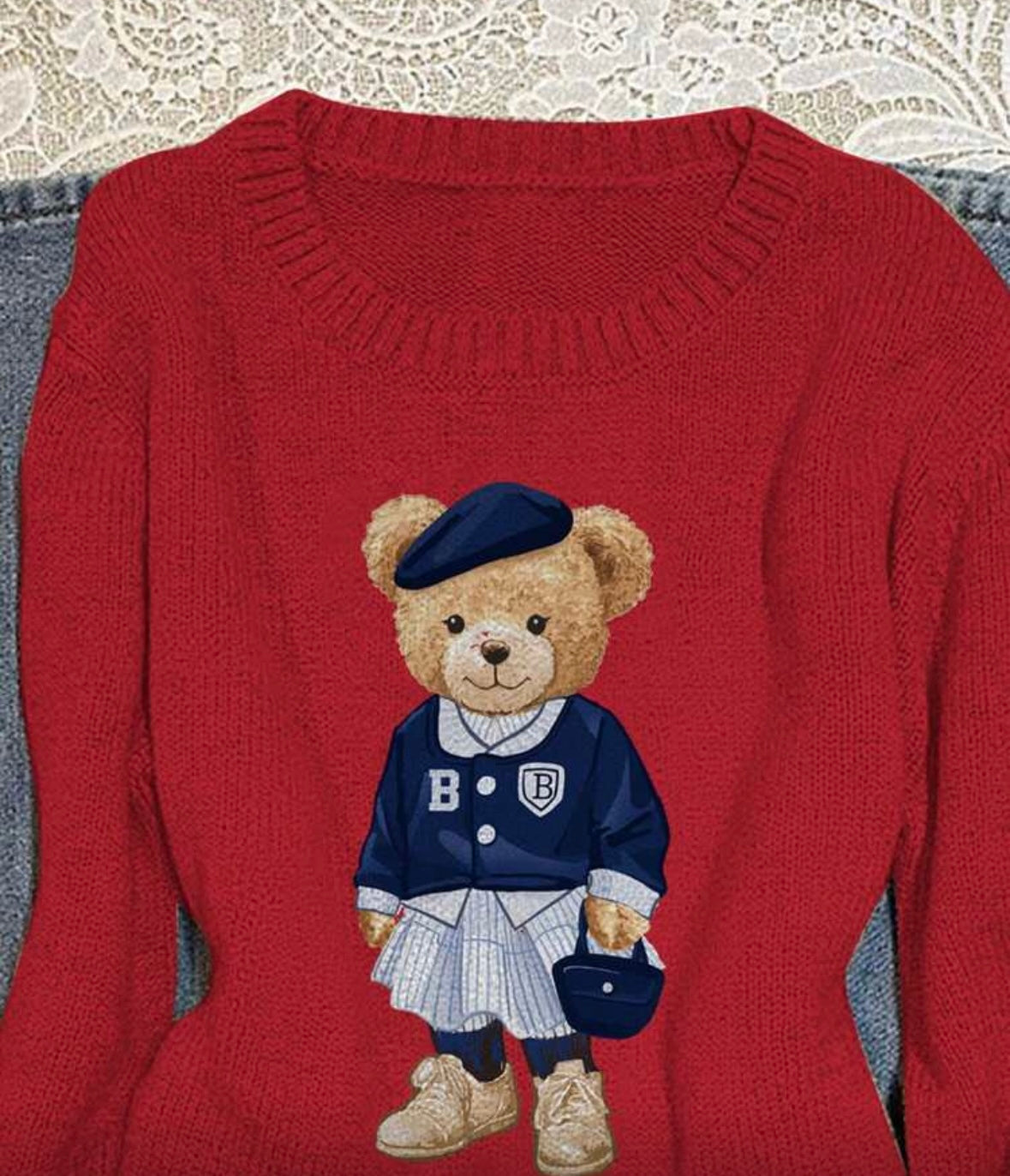 Clothing-Teddy Chic Sweater red